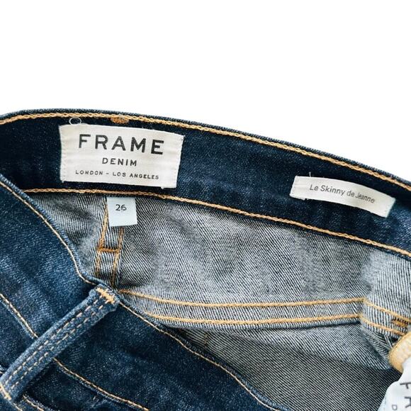 FRAME Denim Le Skinny De Jeanne Size 26 Queens Way Dark Wash 7/8 High Rise - Picture 5 of 8